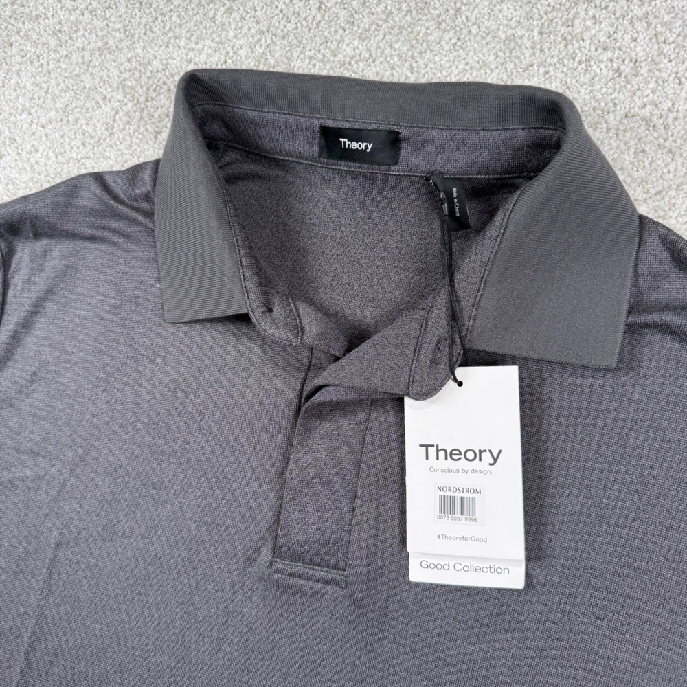 NEW Theory Kayser Polo Mens XXL Grey Modal Blend Short Sleeve Pestle Melange